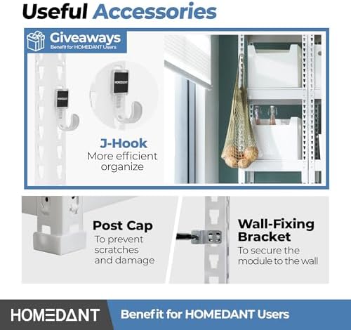 HOMEDANT White 28" W 5 Tier Storage Shelves Garage Shelving Unit Metal - Image 6