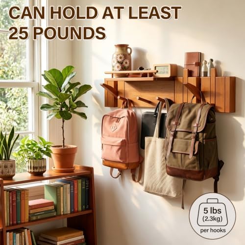 ARCWEISSO Coat Rack Wall Mount, Coat Rack Wall Hooks with Dividers for Home - Image 4