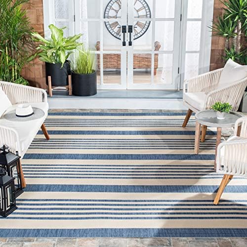 SAFAVIEH Washable Rug Outdoor Courtyard Collection - 6'7" Square, Beige & Sweet Pea, Non-Shedding & Easy Cleaning, Ideal for Patio, Backyard, Mudroom (CY6062-218) - Image 2
