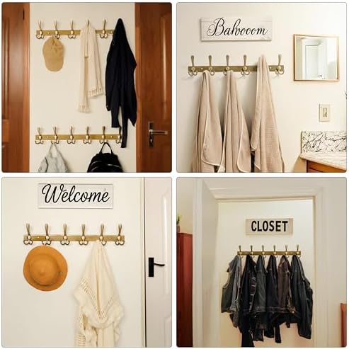 Dseap Coat Rack Wall Mount 24 Inch, Heavy Duty 12-Gauge Base vs Flimsy 1mm, Double-Thick Solid Anti-Snap Hooks, Stainless Steel 6-Hook Hanger Organizer for Clothes Hat Closet Entryway, Bronze - Image 6