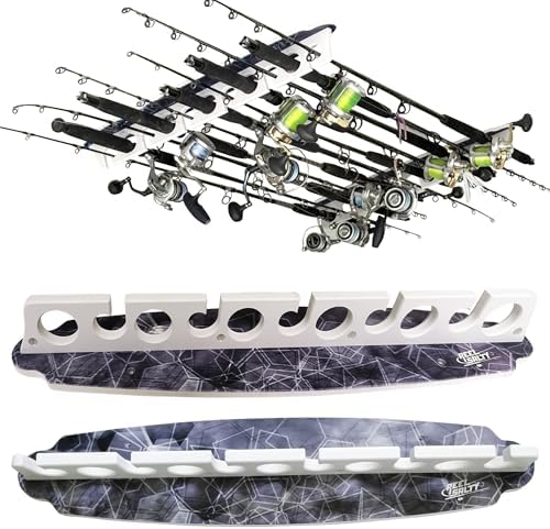 Rush Creek Creations Reel Salty Waterproof Offshore/Inshore Fishing Rod Holder for 11 Saltwater Poles + Gear & Accessories Perfect for Garage & Wall Storage by RushCreekCreations