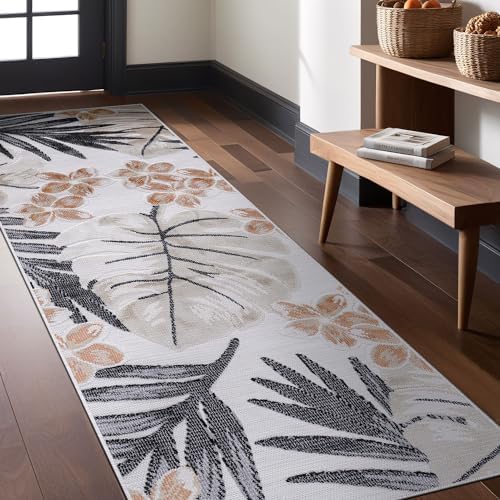 Luul Home Floral Indoor Outdoor Runner Rugs 2x7 Entryway Rug, Kitchen, Hallway Rug Washable Stain Resistant Outside Carpet Yellow 2 x 7 - Image 5