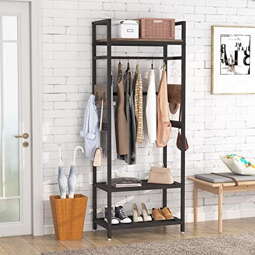 Tribesigns Small Heavy Duty Clothes Rack with Shelf and Hanging Rod, Freestanding Closet Organizer, Industrial Hall Tree Garments Rack for Small Space,Bedroom,27'' W X69'' H, Max Load 300LBS by Tribesigns
