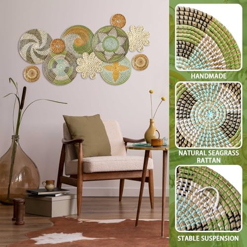 Tatuo 11 Pcs Boho Wall Basket Decor Woven Wall Hanging Art, Stylish - Image 3