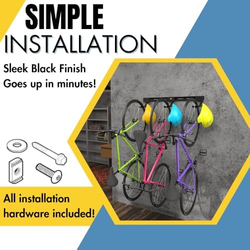 Koova Wall Mount Bike Rack | Steel Bike Mount | Adjustable Hangers | Easy Mount | USA Made - Image 4