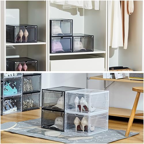 Attelite Hat Organizer for Baseball Caps,set of 6, Transparent Storage Box Hat Holder With Clear Magnetic Door, Stackable Rack, Easy to Assemble Stylish Display(13.5 "x 10.6" x 7.5 ") - Image 2
