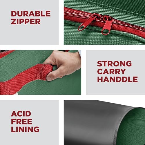 HOLDN’ STORAGE Premium Christmas Ornament Storage Container - Holds Up to 72-4” Ornaments Durable 600D Fabric - Adjustable Dividers - 3 Individual Trays - Metal Frame - Green - Image 6