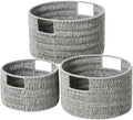 Vagusicc Wicker Storage Basket, Hand-Woven Paper Rope Large Round Woven Basket With Handles, Wicker Baskets for Organizing/Storage, Grey, 3-Pack by Vagusicc