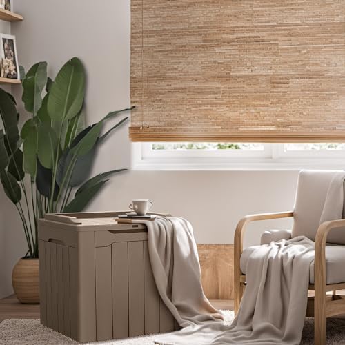 Devoko 31 Gallon Waterproof Outdoor Storage Box Resin Deck Box Lockable and UV Resistant for Patio Furniture,Garden Tools (Light Brown) - Image 2