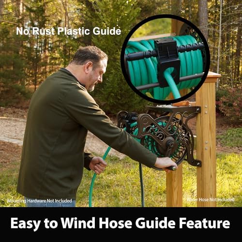 Liberty Garden 707-P Decorative Wall Mount Hose Reel with Plastic Guide, Bronze - Image 4