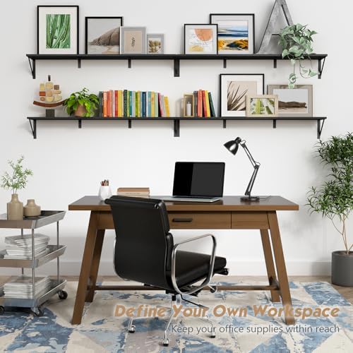 Forbena 48 Inch Long Floating Book Shelves for Wall Set of 3, Black Wall Bookshelves for Living Room, Large Heavy Duty Wood Wall Mounted Hanging Bookshelf for Bedroom Office Library Classroom - Image 2