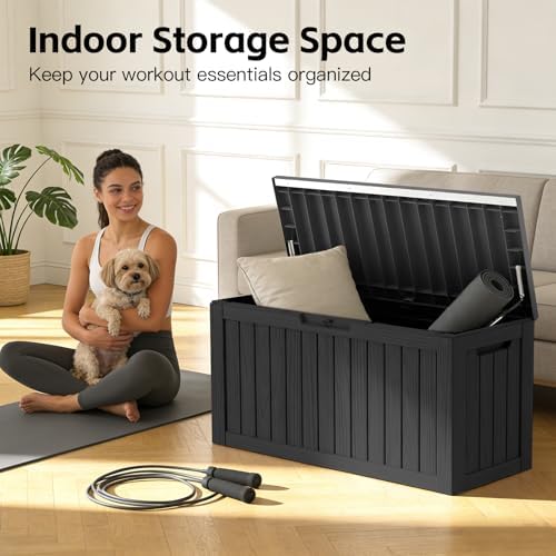 Mars Villa Deck Box, Outdoor Storage Box Waterproof, 80 Gallon, Black - Image 7