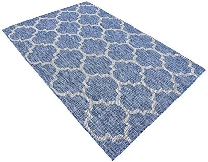 Unique Loom Outdoor Trellis Collection Area Rug (4' 1" x 6' 1" Rectangle, Navy Blue/ Ivory) - Image 5