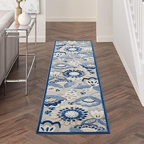 Nourison Home Aloha Blue Grey 2'3" x 12' Area Rug - Easy Clean, Non Shedding, Bed Room, Living Room, Dining Room, Kitchen (12' Runner) - Image 4