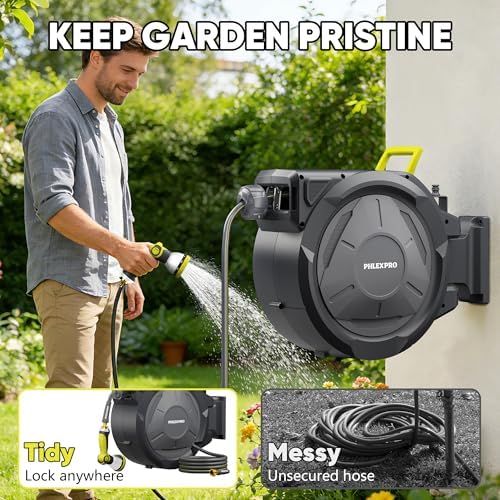 75 FT x 5/8" Retractable Garden Hose Reel with 3/4" Brass Fitting - Image 4