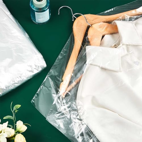 Patelai 40 Pcs 72/40inch Dry Cleaning Bags Extra Long Garment Bags for Hanging Clothes Dry Cleaner Plastic Garment for Launderette Wedding Dresses Suits Coats - Image 7