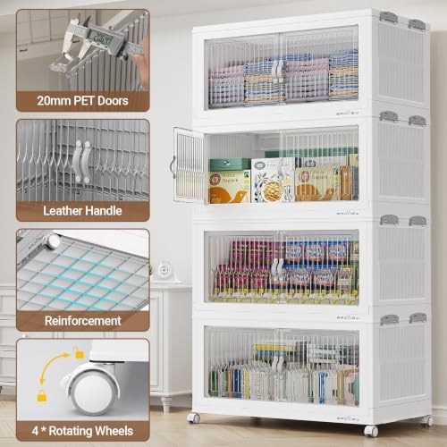 BROVIEW 600Qt Stackable Storage Bins with Lid for Home Dorm, 3Pack White - Image 3