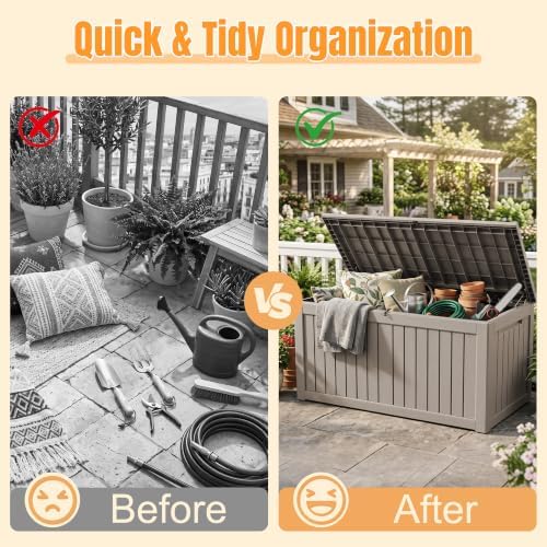 Outdoor Storage Box,Resin Deck Box with Support Rod - Image 4