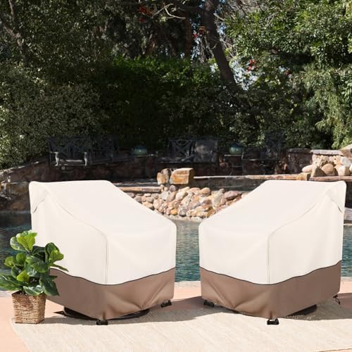 Patio Swivel Chair Cover 4 Pack,Waterproof Heavy Duty Outdoor Chair Covers,Outdoor Swivel Chair Cover for Patio Furniture Covers(30 W x 34 D x 38.5 H inches),Beige & Brown - Image 6