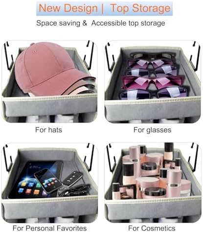 2 Pack Large-Sized Hanging Shoe Organizer 10-Shelf, Sturdy Hanging Closet Organizer with 8 Side Pockets, Wider Hanging Shelves for Storage Shoes Clothes Jeans Shirts Toys, Grey. - Image 3