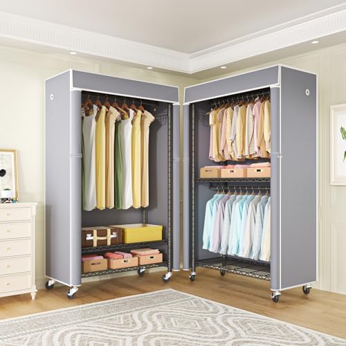 FUTASSI Black Clothing Rack with Grey Cover, P1C Rolling Closets - Image 6
