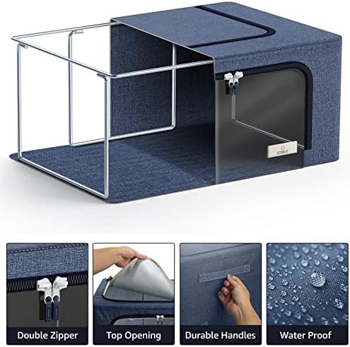 Sorbus Clothes Storage Bins, Clear Window & Handles (6 Pack, Blue) - Image 5