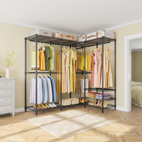 VIPEK L40 Plus Garment Rack L Shaped Clothes Rack for Corner, Freestanding Portable Wardrobe Closet Heavy Duty Clothing Rack for Hanging Clothes, 60.6"L x 45"W x 76.4"H, Load Capacity 1300LBS, Black - Image 2