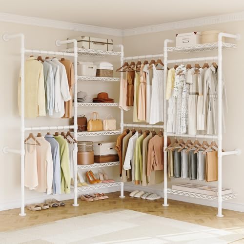 ONBRILL L4 Wall Mounted Heavy Duty Corner Industrial Pipe Clothing Rack by ONBRILL