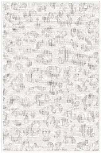 Unique Loom Outdoor Safari Collection Area Rug - Leopard (2' 2" x 3' 1" Rectangle, Ivory Gray) - Image 3