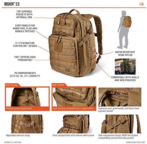 5.11 Tactical Rapid Excursion Pack, 23-Liter Capacity, Weatherproof Nylon Carryall, Style 56182 - Image 3