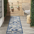 Nourison Home Aloha Blue Grey 2'3" x 12' Area Rug - Easy Clean, Non Shedding, Bed Room, Living Room, Dining Room, Kitchen (12' Runner) by NourisonHome