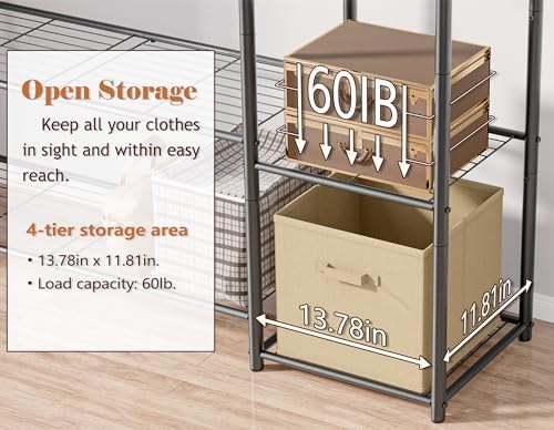 HOMIDEC Wardrobe Closet,Portable Clothes Rack with 4 Tiers Shelves - Image 5