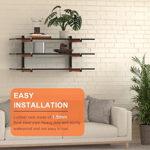 Lumber Rack Wall Mount, Lumber Storage Rack, Heavy Duty Wood Storage Racks with 9-Level System, 1080 lb Substantial Garage Wood Organizer, Orange Lumber Metal Racks for Indoor and Outdoor (6 PACK) - Image 6