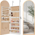 Best Choice Products Arch Mirror Jewelry Cabinet, Jewelry Storage Organizer, Armoire, Lockable Wall or Door Mountable, Full-Length Mirror - Gold by BestChoiceProducts
