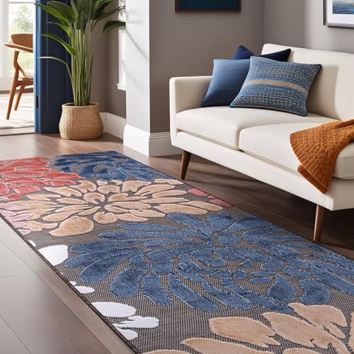 Luul Home Floral Indoor Outdoor Runner Rugs 2x7 Entryway Rug, Kitchen, Hallway Rug Washable Stain Resistant Outside Carpet Brown 2 x 7 by Unknown