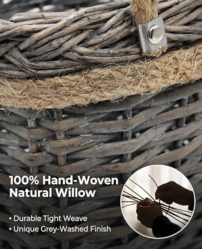 AceList 2-Pack Woven Wicker Wall Hanging Baskets, Grey Willow Wall Pocket Decor for Faux Florals & Storage - Two sizes Nesting Farmhouse Baskets for Entryway, Living Room & Door - Image 6