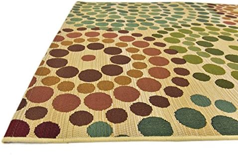 Unique Loom Outdoor Modern Collection Area Rug - Spark (4' 1" x 6' 1" Rectangle, Beige/ Burgundy) - Image 6