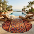 Unique Loom Outdoor Tribal Collection Area Rug - Tortuguero (10' Round, Multi/ Blue) by UniqueLoom