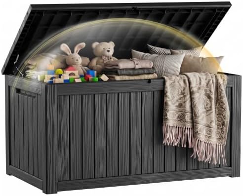 EFU Outdoor Storage Box 330 Gallon Deck Box, Waterproof Resin, Black by EFU