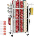 Wrapping Paper Storage Organizer with Wheels & Bag Storage, White by Khordin