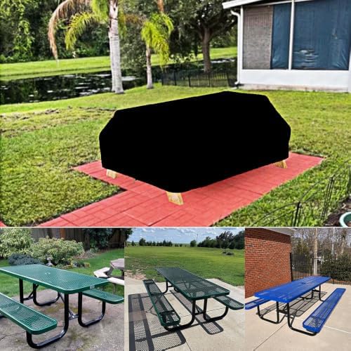 12’L Rectangular Metal Picnic Table Cover for Outdoor Steel Picnic Table - Image 6