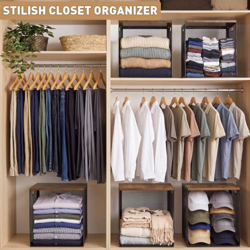 AceOrbit 3 Pcs Stackable Closet Storage Bins 12"x12"x15.7" Darks - Image 5