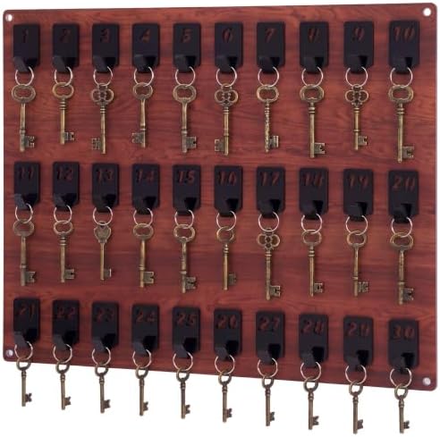 Beeveer Acrylic Key Holder Board with 30 Hooks, Wall Mount Organizer,Walnut by Beeveer