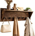 WEBI Coat Rack Wall Mount with Shelf,24" Long Entryway Wall Shelf with Hooks Underneath,6 Peg Hooks for Hanging Coats,Caps,Jacket,Clothes,Brown by WEBI