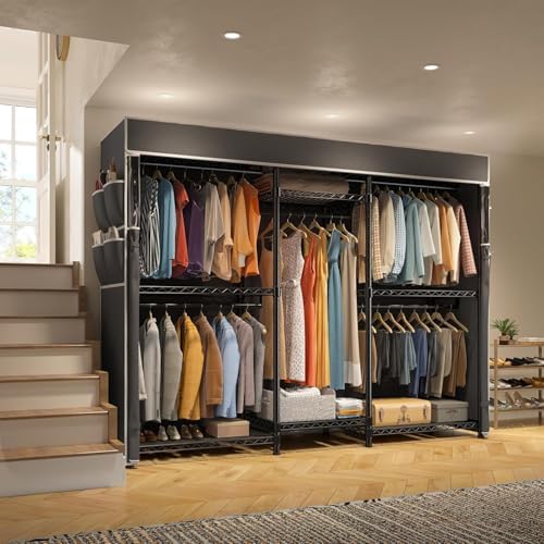 Raybee Clothes Rack with Cover, Portable Closets for Hanging Clothes 900LBS - Image 5