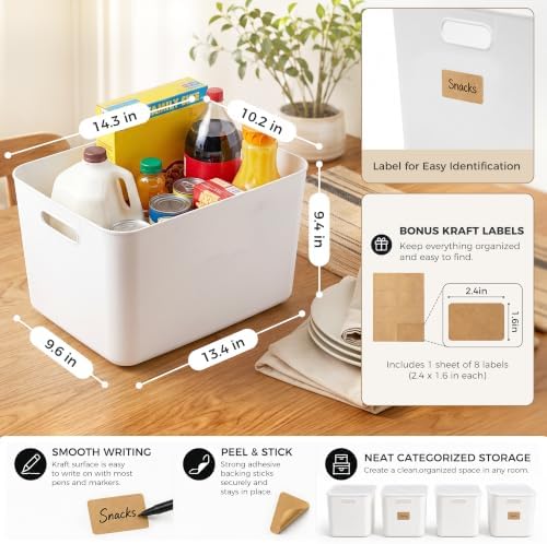 Citylife 24QT Plastic Storage Bins with Lids White Box with Handles, 4-Pack - Image 3