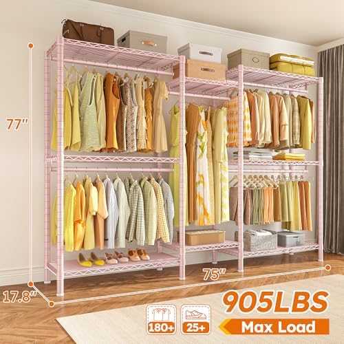 Raybee Clothes Rack, Freestanding Closet Storage System, 5 Rods 8 shelves - Image 2