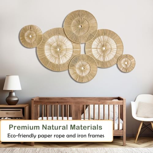 SOONOW Boho Wall Baskets Decor, 6 Pack (17", 15", 13", 11", 9", 7") - Image 5