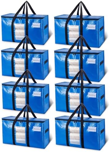 TAILI 8 Pack Blue Extra Large Moving Bags,Storage Bags with Visible Window by TAILI