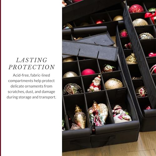 Balsam Hill Deluxe Rolling Ornament Chest - 120pc Christmas Decoration Storage with Dividers & Trays - Image 5